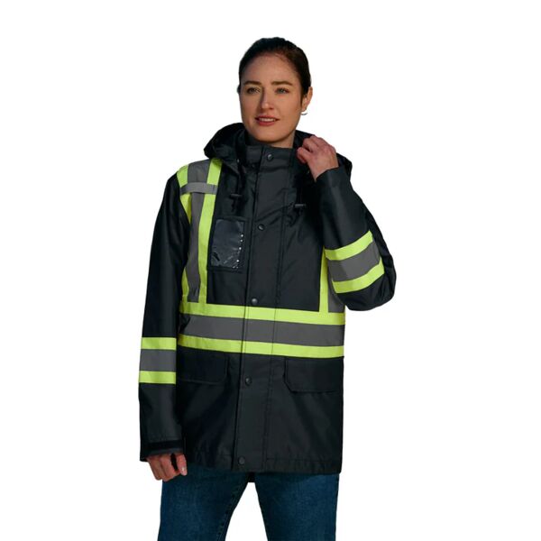 Full Length HI-VIZ Raincoat with Detachable Hood Thumbnail